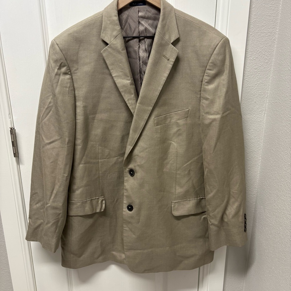 Turnbury Blazer Jacket Mens 46R Brown Tan  Silk Wool 2-Button Notched Lapel